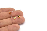 Gold Heart Earring, 12 Gold Plated Brass Heart Stud Earrings (5x1.5mm) A1342 A1522