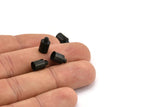 Black Leather Cord End, 50 Oxidized Brass Black Barrel End With Loop - Leather Cord Ends (6x10mm) BS 1647 S504