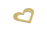 Brass Heart Charm, 8 Raw Brass Heart Charms With 1 Hole (31x27x1mm) A3061