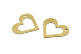 Brass Heart Charm, 8 Raw Brass Heart Charms With 1 Hole (31x27x1mm) A3061