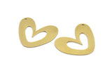 Brass Heart Charm, 2 Raw Brass Heart Charms With 1 Hole (39x33x1mm) A3067