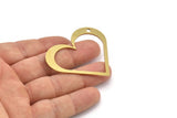 Brass Heart Charm, 4 Raw Brass Heart Charms With 1 Hole (51x45x1mm) A3059