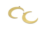 Brass Moon Charm, 6 Raw Brass Crescent Moon Charms With 1 Loop (35x7x1mm) A3072