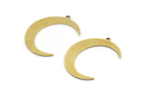 Brass Moon Charm, 6 Raw Brass Crescent Moon Charms With 1 Loop (35x7x1mm) A3072
