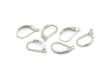 Silver Leverback Earring, 24 Silver Tone Plain Leverback Earring Findings (17x10mm) D1263