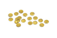 Tiny Round Tag, 100 Raw Brass Round Tags, Charms, Findings (6.5mm) Brs85 A0447