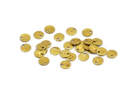 Tiny Round Tag, 100 Raw Brass Round Tags, Charms, Findings (6.5mm) Brs85 A0447