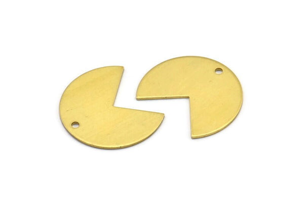 Brass Pizza Slice, 10 Raw Brass Three Quarters Stamping Blank Charms With 1 Hole, Pendants, Findings (21x25x0.80mm) B0172