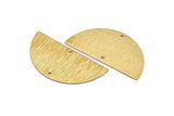 Brass Half Moon, 8 Raw Brass Textured Semi Circle Blanks With 2 Holes, Charms, Earrings, Pendants (36x18x0.60mm) D0665