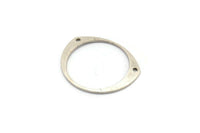 Silver Circle Connector, 24 Antique Silver Plated Brass Circle Connectors With 2 Holes, Findings (26x22x0.80mm) D0743 H0774