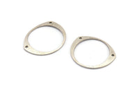 Silver Circle Connector, 24 Antique Silver Plated Brass Circle Connectors With 2 Holes, Findings (26x22x0.80mm) D0743 H0774