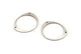 Silver Circle Connector, 24 Antique Silver Plated Brass Circle Connectors With 2 Holes, Findings (26x22x0.80mm) D0743 H0774