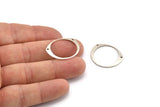 Silver Circle Connector, 24 Antique Silver Plated Brass Circle Connectors With 2 Holes, Findings (26x22x0.80mm) D0743 H0774