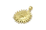Brass Sun Charm, Raw Brass Sun Charms With 1 Loop, Findings (38x28mm) N2055