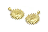 Brass Sun Charm, Raw Brass Sun Charms With 1 Loop, Findings (38x28mm) N2055