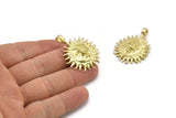 Brass Sun Charm, Raw Brass Sun Charms With 1 Loop, Findings (38x28mm) N2055