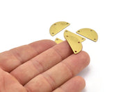 Semi Circle Pendant, 24 Raw Brass Semi Circle Blanks With 3 Holes (21x10x0.80mm) R038
