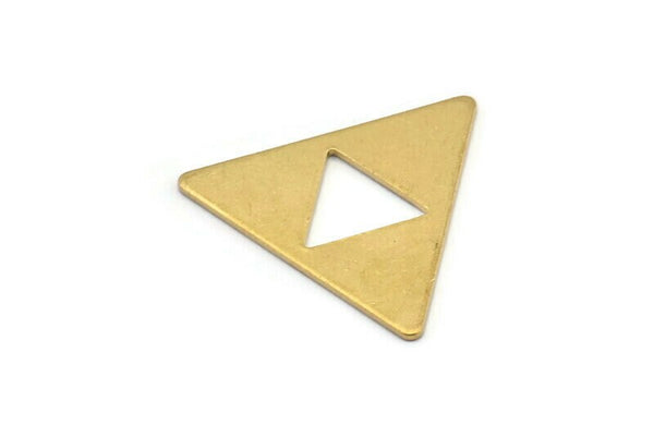 Brass Triangle Charm, 6 Raw Brass Zelda Stamping Blanks, Findings (27x1mm) D1024