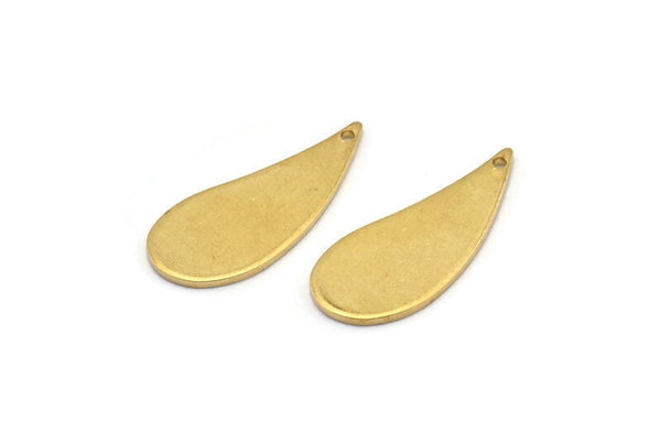 Brass Drop Charm, 24 Raw Brass Drop Charms With 1 Hole, Earrings, Findings (24x10x1mm) D0585