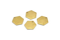 Brass Hexagon Charm, 24 Raw Brass Hexagon Stamping Blanks With 1 Hole, (11x1mm) D0714