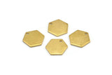 Brass Hexagon Charm, 24 Raw Brass Hexagon Stamping Blanks With 1 Hole, (11x1mm) D0714