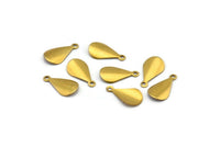 Brass Drop Charm, 100 Raw Brass Drop Charms With 1 Loop, Findings (15x8x0.50mm) B0346