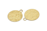 Brass Round Tag, 6 Raw Brass Textured Round Stamping Blanks With 1 Loop, Earrings, Pendants, Findings (30x25x0,80mm) D0705