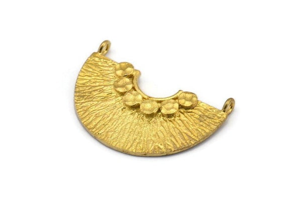 Semi Circle Pendant, 2 Raw Brass Semi Circle  Pendants With 2 Loops (32x22x1mm) BS 1890