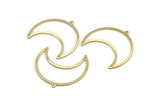 Brass Moon Charm, 4 Raw Brass Moon Crescent Charms With 2 Holes And 1 Loop (35x17x0.80mm) M03083