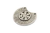 Semi Circle Pendant, 1 Antique Silver Plated Brass Semi Circle  Pendant with 2 Holes (28x25mm) N0391 H0151