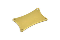Brass Stamping Blank, 6 Raw Brass Flat Pillow Stamping Blanks with 4 Holes (33x20x0.80mm) D0170