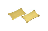 Brass Stamping Blank, 6 Raw Brass Flat Pillow Stamping Blanks with 4 Holes (33x20x0.80mm) D0170