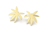 Brass Leaf Earring, 8 Raw Brass Leaf Shaped Stud Earrings, Findings (19x21x0.60mm) A3014