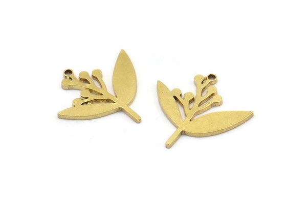 Brass Flower Charm, 24 Raw Brass Lily Flower Charms With 1 Hole, Charm Pendants (19x18x1mm) A3076