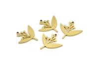 Brass Flower Charm, 24 Raw Brass Lily Flower Charms With 1 Hole, Charm Pendants (19x18x1mm) A3076