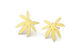 Brass Leaf Earring, 10 Raw Brass Leaf Shaped Stud Earrings, Findings (16x17x0.60mm) A3010