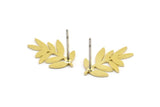 Brass Leaf Earring, 10 Raw Brass Leaf Shaped Stud Earrings, Findings (17x11x0.60mm) A3006