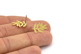 Brass Leaf Earring, 10 Raw Brass Leaf Shaped Stud Earrings, Findings (17x11x0.60mm) A3006