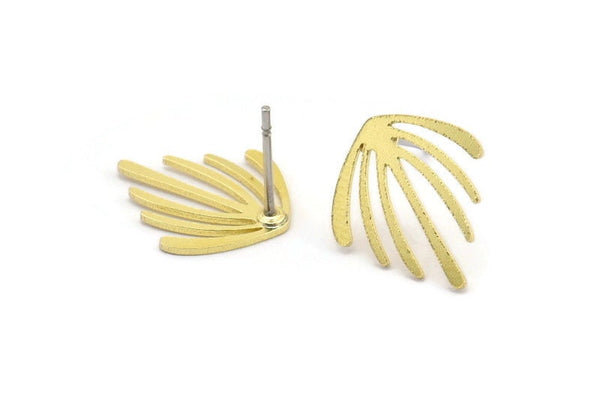 Earring Studs, 12 Raw Brass - Irregular Shaped Stud Earrings - Brass Earrings - Earrings (15x13x0.60mm) A3022