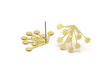 Brass Flower Earring, 10 Raw Brass Flower Shaped Stud Earrings (14x21x0.60mm) A3011