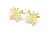 Brass Sun Earring, 10 Raw Brass Sun Shaped Stud Earrings (20x20x0.60mm) A3018