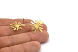 Brass Sun Earring, 10 Raw Brass Sun Shaped Stud Earrings (20x20x0.60mm) A3018