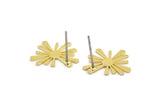 Brass Sun Earring, 10 Raw Brass Sun Shaped Stud Earrings (15x15x0.60mm) A3019