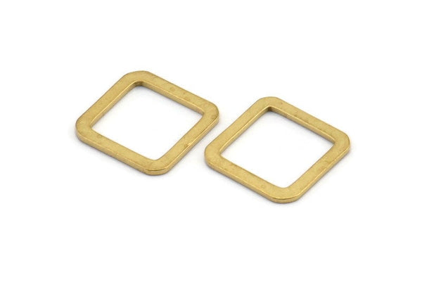 Brass Square Connector, 25 Raw Brass Square Connectors (15x0.90mm) D1614