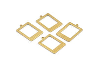 Brass Rectangle Charm, 24 Raw Brass Rectangle Charms With 1 Loop, Earrings, Findings (20x14x0.80mm) D877