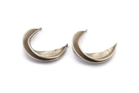 Silver Ethnic Pendant, Antique Silver Plated Brass Crescent Pendants With 2 Loops, Earring Findings (37x32mm) N0860 H1102