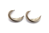 Silver Ethnic Pendant, Antique Silver Plated Brass Crescent Pendants With 2 Loops, Earring Findings (37x32mm) N0860 H1102