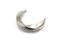 Silver Ethnic Pendant, Silver Tone Brass Crescent Pendants With 2 Loops, Earring Findings (37x32mm) N0860 H1101