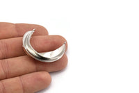 Silver Ethnic Pendant, Silver Tone Brass Crescent Pendants With 2 Loops, Earring Findings (37x32mm) N0860 H1101