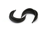 Black Ethnic Pendant, Oxidized Black Brass Crescent Pendants With 2 Loops, Earring Findings (37x32mm) N0860 S725